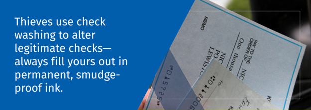 Close up of a bank check